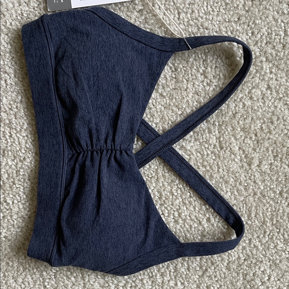 Vuori Elevation Ruched Bra Midnight Heather